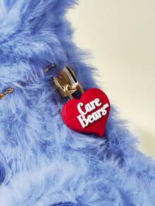 SHEIN X Care Bears 可愛3D耳朵刺繡毛絨熊手提包，柔軟觸感，大容量，適合日常通勤與休閒外出 - 藍色 - 查看 7