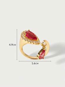 Glisma 18k Gold Plated Ladies Pink Fashion Open Ring - Pink - View 7