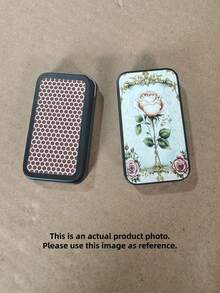 1PC Durable Retro Rose Lace Art Pattern Metal Sliding Lid Tin Box Mini Portable Compact Storage Organizer For Jewelry Earrings Rings Small Trinkets Home Office Desk Valentine Day Gift - Multicolor - View 5