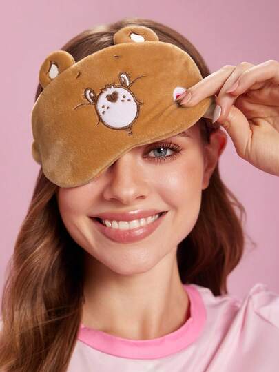 SHEIN X Care Bears 1Pc Cartoon Embroidered Blindfold, Soft Plush Material, Strong Shading Power, Suitable For Going Out For Travel, Office Lunch Break