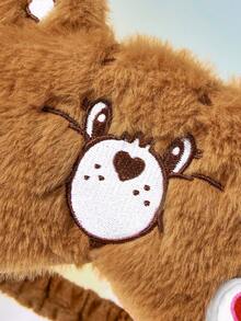 SHEIN X Care Bears 1Pc Cartoon Embroidered Blindfold, Soft Plush Material, Strong Shading Power, Suitable For Going Out For Travel, Office Lunch Break - Brown - View 5