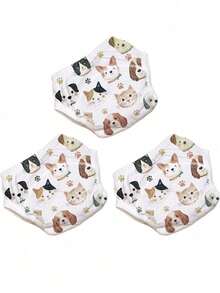 Baby Small Animal Toilet Training Pants, Breathable And Water-Absorbing Washable Diaper Panties, Infant Diaper Abstinence Practice Pants 3 Packs - Multicolor - View 29