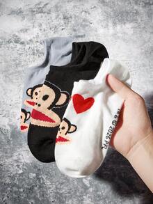 Paul Frank X SHEIN 3-Pack Cartoon Character Women's Invisible Socks - variegated - View 3