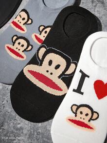 Paul Frank X SHEIN 3-Pack Cartoon Character Women's Invisible Socks - variegated - View 5