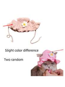 1pc Hand Knitting Design Knitted Pet Hat,Cute Cartoon Cat Cap - Delicate Pet Headgear For Small Dogs And Cats - Multicolor - View 10