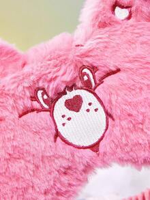 SHEIN X Care Bears 1件裝卡通刺繡眼罩，柔軟毛絨材質，強遮光力，適合外出旅行、辦公室午休使用 - 粉色 - 查看 5
