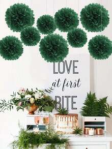 9Pcs/Set Green DIY Paper Flower Balls - Suitable For Birthday Party, Wedding, Bridal Shower, Home, Outdoor Hanging Decor - Multicolor - View 1