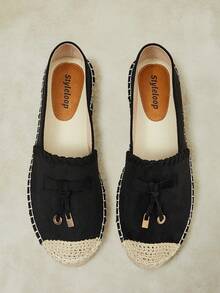 Styleloop Ladies Flat Straw Sandals Hemp Rope Shoes Bohemian Style, Suitable For Vacation, Daily Life, Leisure, Beach, Vacation, Travel - Black - View 9