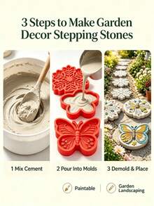 Use DIY Molds To Create Unique Garden Stepping Stones. You Can Make Decorative Stones In The Shapes Of Butterflies, Snowflakes And Bees, And Paint Them Freely To Match The Atmosphere Of Each Season. It Is An Excellent Gift For Gardening Enthusiasts. - A - View 7