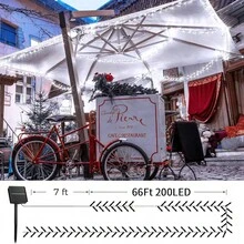 Teckwe 200LED Halloween Solar Decorative Lights, Purple/Orange/Whiite LED String Lights, 8 Modes, Long-Lasting Twinkle String Lights, Suitable For Home, Gardens, Courtyards, Halloween, Lawn Holiday Decorations - White - View 3