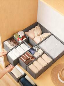 Light Gray Foldable Storage Box Fabric Closet Organizer Drawer Divider For Clothes Underwear Bras Socks Lingerie Dark Gray Space Saving Wardrobe Storage Home Decor Dorm Room Essential Household Gift - Light gray - View 11