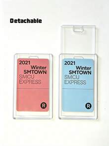 5PCS Transparent Acrylic Slide Card Protector Badge Holder For Bus Pass Meal Card Entry Card ID Sleeve Clear Cover Case Back To School Gift For Student Mini Card Protector - Multicolor - View 2