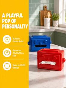Joivida 1pc Robot‑Shaped Tissue Box, Hard Plastic Material, 3D Robot Face Embossed Pattern, Spring‑Assisted Tissue Dispensing, Desktop Storage Organizer, For Bedroom Living Room Office Dorm Housewarming Present - Multicolor - View 18