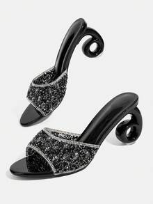 CUCCOO TILAWA Women's Luxury And Elegance Rhinestone High Heels Rhinestone High Heels Sandals Show Elegance - Black - View 7