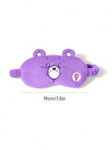 SHEIN X Care Bears 1件裝卡通刺繡眼罩，柔軟毛絨材質，遮光力強，適合外出旅行、辦公室午休使用 - 紫色 - 查看 3