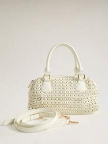 Wovira Ladies' Fashionable Beige Handbag With Exquisite Skeleton Weaving For Daily Use, Commuting, Vacation, Travel - Beige - View 5