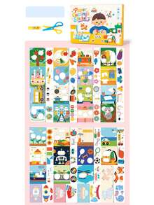 MINKOJA Kids DIY Paper Cutting And Pasting Craft Kit, Early Educational Scissor Skills Activity Book With Plastic Scissors And Glue, Fine Motor Skill Shape Matching Toy For Toddlers 36M+ - Multicolor - View 9