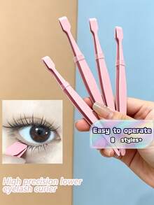 1/3 Pcs Professional Eyelash Extension Tweezers, Suitable For Beginners With Flat Head Design, Stainless Steel Material, Easier To Use Than Traditional Tweezers, Flat Head Design For Better Grip And Natural Fit, Suitable For Eyelash Extension - Pink - View 1