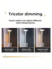 1‑Pack / 2‑Pack Wireless LED Table Lamp, Rechargeable, 3‑Color Temperature Adjustable, For Outdoor, Dining Room, Bedroom, Home & Coffee Table - multicolor - View 4