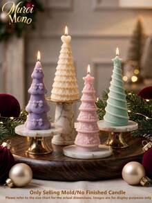 Heart Shape Christmas Tree Silicone Mold Christmas Bowknot Pillar Tree Candle Mold Gingerbread Concrete Soap Resin Casting Mold Christmas Home Decor - various - View 2