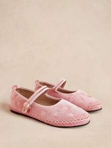 Rosivie French Round Toe Pink Retro Flat Bottom Daily Commuting Comfortable Shoes Fall Shoes - Flying weaving pink - View 3