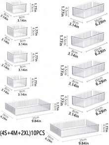 1/2/5/7/10/11PCS Multi-Functional Transparent Plastic Drawer Storage Box Set, Cosmetic Vanity Organizer For Bathroom, Multiple Sizes For Home Bedroom, Holiday Gift For Girlfriend - Clear - View 22