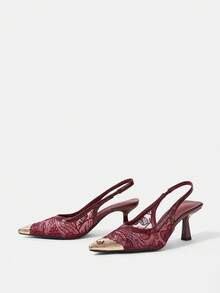 CUCCOO HITCHD Women's Shoes Fashion Classic Simple Buckle Commuter Office Wear Stiletto Heel High Heel Shoes Fall Shoes - Burgundy - View 3