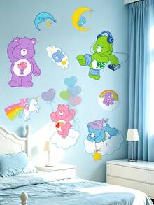 SHEIN X Care Bears Cartoon Stickers, Suitable For Water Bottles, Mobile Phones, Protective Cases, Laptops, Skateboards, Refrigerators, Etc., Gifts - multicolor - View 1