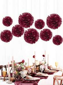 9Pcs/Set Green DIY Paper Flower Balls - Suitable For Birthday Party, Wedding, Bridal Shower, Home, Outdoor Hanging Decor - Multicolor - View 6