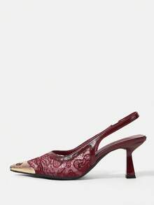 CUCCOO HITCHD Women's Shoes Fashion Classic Simple Buckle Commuter Office Wear Stiletto Heel High Heel Shoes Fall Shoes - Burgundy - View 2