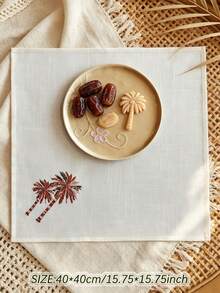 Cirelle 1/2/4 Pcs Embroidered Palm Tree Cloth Napkins, Polyester-Linen Dinner Napkins, Washable Reusable Table Napkins For Dining, Party & Wedding - Multicolor - View 3