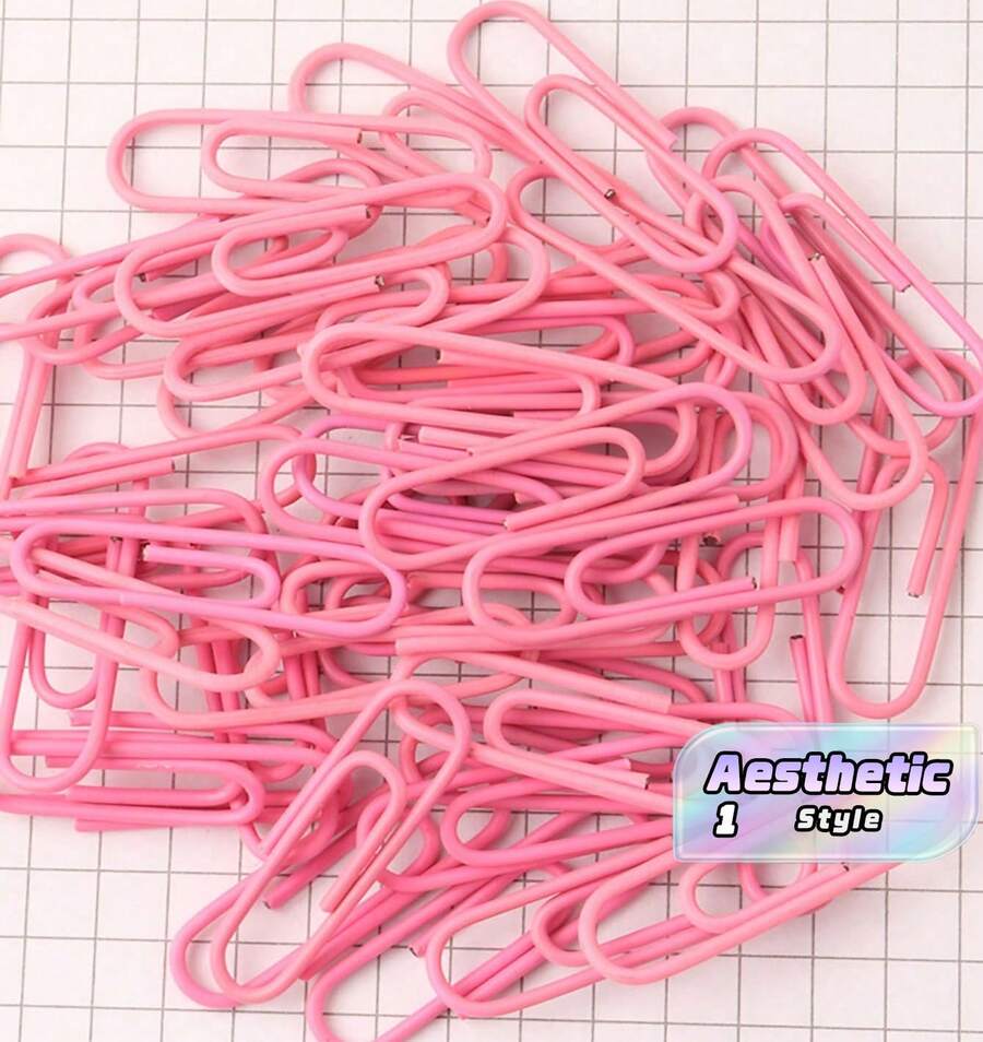 50pcs 28mm Anti Rust Metal Pink Paper Clips - Pink - View 1