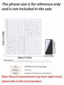 10 Pieces/20 Pieces Of 3D Wall Tile Stickers, Foam Self-Adhesive Anti-Collision Wallpaper, Waterproof And Moisture-Proof Ceiling Stickers, Easy To Paste And Peel, Easy To Clean And Free To Cut, Suitable For Kitchen, Living Room, Bathroom Corridor - multicolor - View 4