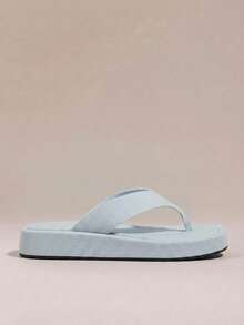 HighSole Spring And Summer New Wide Version Design Open Toe Thick Bottom Heightening Minimalist Sandals - denim light blue - View 2