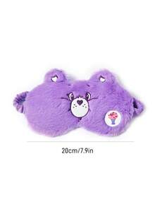 SHEIN X Care Bears 1件裝卡通刺繡眼罩，柔軟毛絨材質，遮光力強，適合外出旅行、辦公室午休使用 - 紫色 - 查看 3