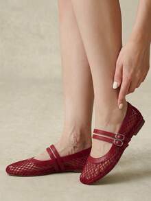 Styleloop Holiday Style Woven Upper Red Double Strip Women's Flat-Soled Shoes, Holiday Style Wear BOHO Wear American Retro Style Bohemian Style Flat-Sole Fall Shoes - Red - View 7