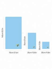 THE POWERPUFF GIRLS X SHEIN 1/3pc Super Absorbent Towel, Owl Cartoon Embroidered Towel Set, Hand Towel/Towel/Bath Towel Three-Piece Set, Can Be Used For Hand Wiping, Bathing, Beach, Swimming - Blue - View 3