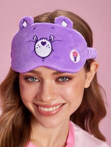 SHEIN X Care Bears 1件裝卡通刺繡眼罩，柔軟毛絨材質，遮光力強，適合外出旅行、辦公室午休使用 - 紫色 - 查看 1