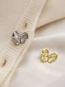 1 Pack 10 Pieces Three‑Dimensional Bow Shaped Metal Buttons Rhinestone Embedded Decorative Fasteners For Women Suits Coats Tops Dresses Hand Sewing Clothing Accessories - 10pcs - View 7