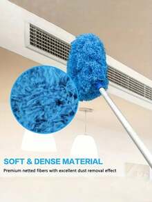 1 cây chổi lau quạt trần sợi microfiber kéo dài được với đầu lau có thể giặt, dùng để vệ sinh trần cao, nội thất và quạt trần ô tô - Màu xanh - Xem 4