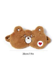 SHEIN X Care Bears 1Pc Cartoon Embroidered Blindfold, Soft Plush Material, Strong Shading Power, Suitable For Going Out For Travel, Office Lunch Break - Brown - View 3