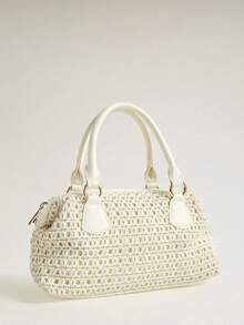 Wovira Ladies' Fashionable Beige Handbag With Exquisite Skeleton Weaving For Daily Use, Commuting, Vacation, Travel - Beige - View 3