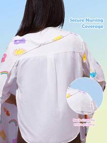 SHEIN X Care Bears 1 Cartoon Cute Printed Mother Nursing Gown, Go Out Baby Carriage Cover, Soft And Comfortable For Daily Use In All Seasons - Multicolor - View 4