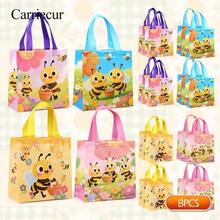 Carriecur Adorable Bee Fleece Tote Bag, Colorful Cartoon Bee Party Gift Bag, Suitable For Birthday Parties, Baby Showers, Spring Events, Classroom Rewards, Graduations, Snack Gift Bag - View 10