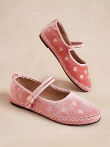 Rosivie French Round Toe Pink Retro Flat Bottom Daily Commuting Comfortable Shoes Fall Shoes - Flying weaving pink - View 4