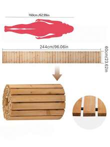 1pc Wooden Garden Path Mat, Roll-Out Anti-Slip Walkway Tiles For Outdoor Patio Lawn, Decorative Non-Slip Floor Board For Backyard Pathway, Weather-Resistant Wood Flooring - multicolor - View 3