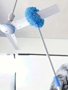 1 cây chổi lau quạt trần sợi microfiber kéo dài được với đầu lau có thể giặt, dùng để vệ sinh trần cao, nội thất và quạt trần ô tô - Màu xanh - Xem 3