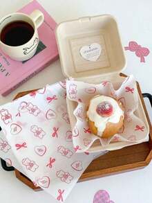 30/60 Pieces Grease-Resistant Paper With Little Bear And Fionka Prints, Decorative Bread Paper Suitable For Desserts And Sandwiches, Food Display Paper, Perfect For Homemade Bread And Parties - Multicolor - View 10