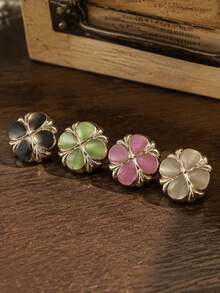 1 Pack 10 Pieces Irregular Metal Buttons Colorful Four‑Leaf Clover And Flower Shaped Fasteners For Women Wool Overcoat Sweater Suit Outerwear Sewing Accessories - 10pcs - View 5