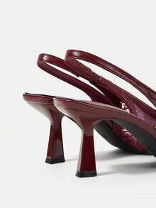CUCCOO HITCHD Women's Shoes Fashion Classic Simple Buckle Commuter Office Wear Stiletto Heel High Heel Shoes Fall Shoes - Burgundy - View 5